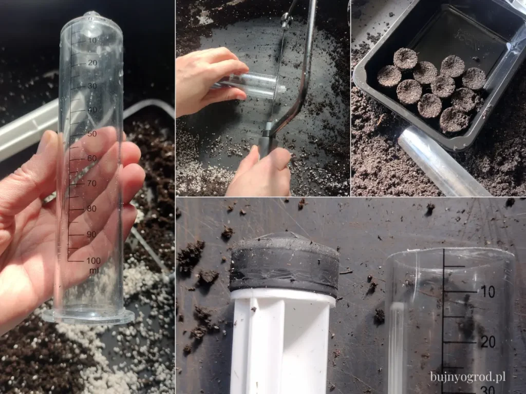 Soil block kostki ziemi ze strzykawki Bujny Ogród